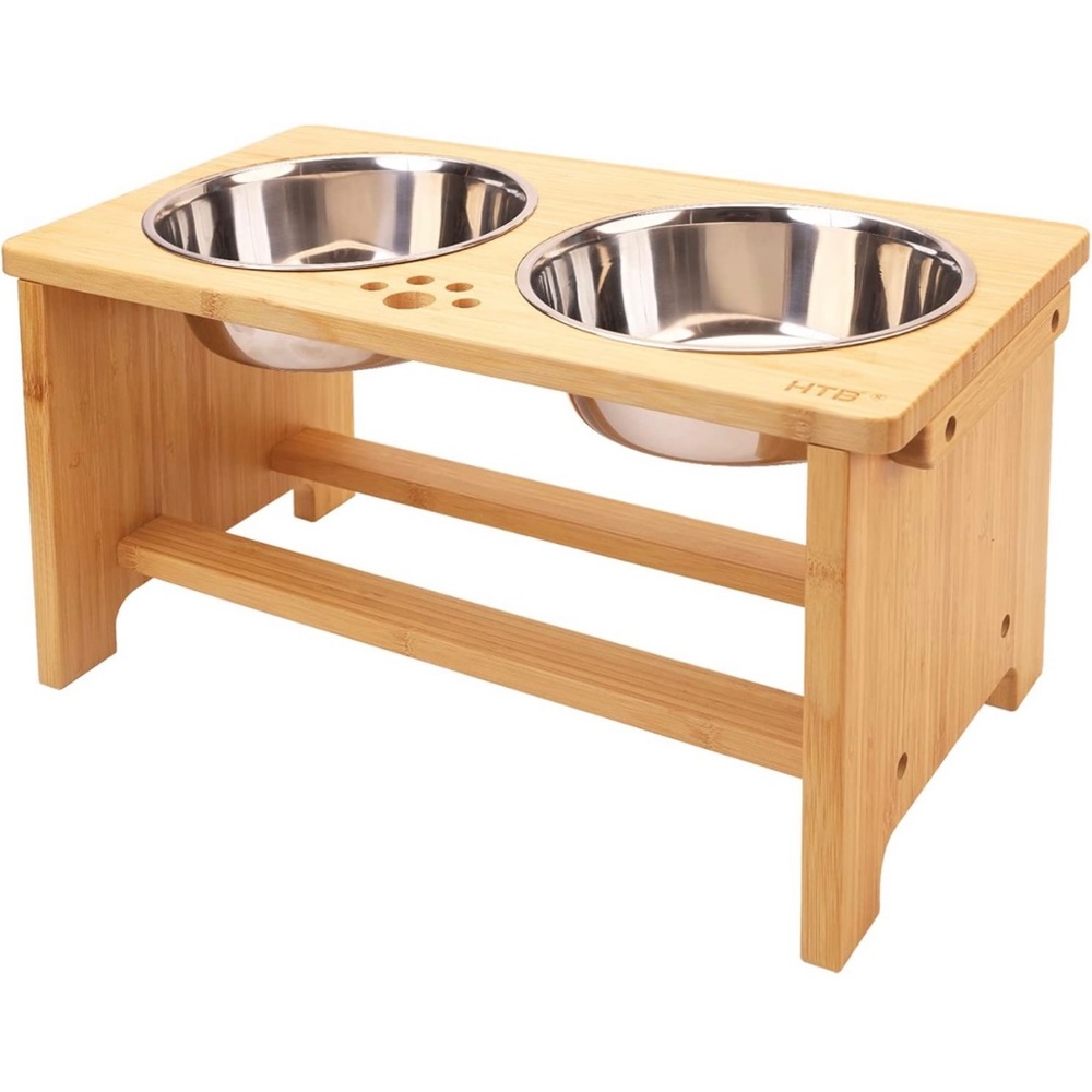 New with tag Raised Dog Bowl Stand with 2 Stainless Steel Bowls,